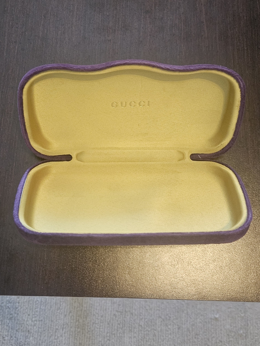 Gucci Purple Exterior Yellow Interior Eyewear Case With Cleaning Pouch